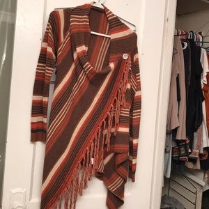 Striped fringe cardigan